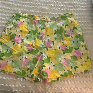 Lilly Pulitzer Yellow and Pink Bermuda Shorts Vibrant Floral Design